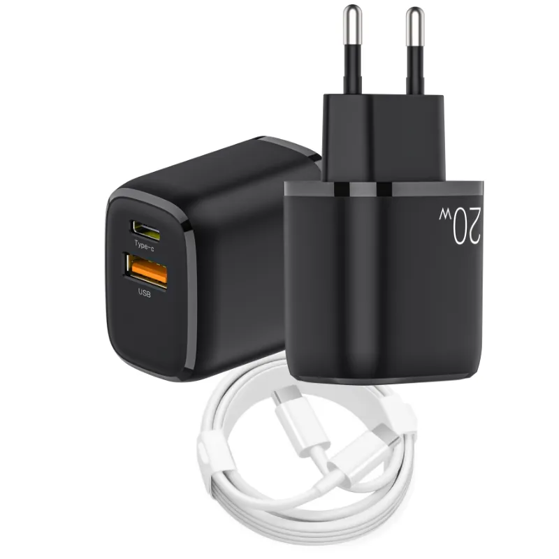 UKCA CE FCC Original dual port usb C wall charger fast charging PD 20w type c wall charger adapter for iphone