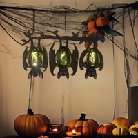 Halloween-Laternen-Dekorationen mit blinkenden Fledermäusen, batteriebetriebene Lichterketten für drinnen und draußen, Zimmer, Hof, Garten, Party