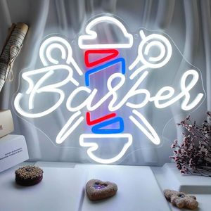 Enseigne Néon LED Personnalisable pour Salon de Coiffure, Intensité Variable, Conception de Logo d'Entreprise, Décoration Publicitaire pour Barbier - Product Image 4