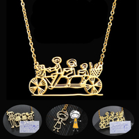 Collier pendentif personnalisé en acier inoxydable plaqué or 18 carats pour enfants, motif dessin artistique, chaîne tendance pour fête, idéal pour le dropshipping