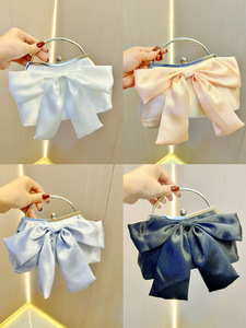 White Polyester Bow Wedding Dinner <b>Handbag</b> With <b>Chain</b> Strap High-grade Gift Bag Tanjing - Product Image 4