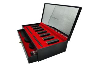 Boîte de rangement rigide noire personnalisée à double tiroir pour rouges à lèvres et cosmétiques, coffret cadeau - Product Image 2