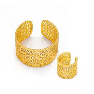JXX-conjunto de joyas de oro de 24K, joyería de cobre de Dubái chapada en oro