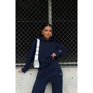 Ensemble de survêtement d'hiver pour homme, bleu marine, coupe-vent, respirant, avec impression personnalisée 'E' et technique de sublimation, taille XL - Product Image 3