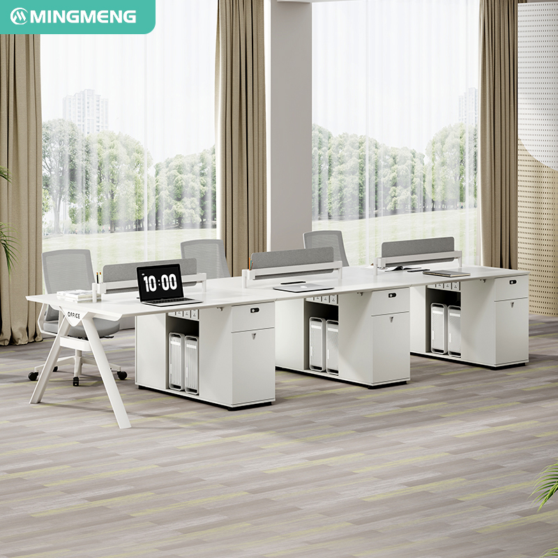 Moderne Büromöbel China 4 Personen Büro Schreibtisch Workstation Schreibtisch und Stuhl Set Mit Passwort Schloss Schublade