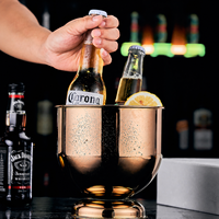 Seau à glace en acier inoxydable pour vin, champagne, bière, vodka – Refroidisseur de boissons épaissi pour bar, restaurant, KTV, hôtel, fête