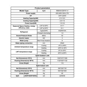 เครื่องปรับอากาศแบบแยกส่วน EVI Low Temp Split Heat Pump พร้อมเทอร์โมสตัทอัจฉริยะ WiFi ใช้สารทำความเย็น R32/R410A/R290 สำหรับระบบ HVAC โรงแรม - Product Image 4