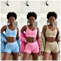 Soutien-gorge de sport push-up respirant et anti-transpiration, style international, et pantalon de yoga taille haute uni, froncé, avec dentelle sur le devant, en tissu intelligent respirant