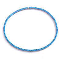 Collier en opale de laboratoire 4 mm, chaîne tennis en argent sterling 925, design de niche unisexe pour femmes et hommes, bijoux fins, plaqué rhodium