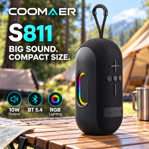 ลำโพงพกพา BT 5.4 กำลังขับ 10 วัตต์ ไฟ RGB ลำโพงไร้สายแบบผ้า สำหรับงานปาร์ตี้กลางแจ้งและตั้งแคมป์ - Product Image 1