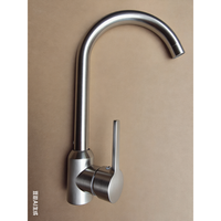Robinet de cuisine moderne en acier inoxydable, monocommande, finition brossée, à poser sur comptoir, mitigeur eau chaude et froide