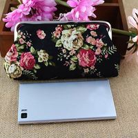 Baru dompet koin wanita gadis bunga dicetak kanvas dompet pemegang kartu dompet koin Clutch tas tangan perempuan tas