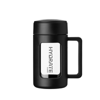 Bouteille d'eau en verre borosilicate haute résistance avec manche en silicone personnalisé, design unique et transparent, style minimaliste, bouchon à visser