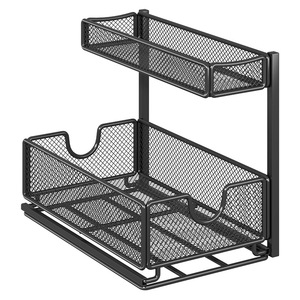 Étagère de rangement coulissante en fer pour évier de cuisine, meuble multifonctionnel, durable, résistant à l'eau, design moderne, paniers superposés, oblong - Product Image 1