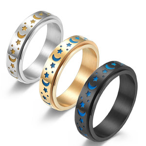 SC-Anillo giratorio de acero inoxidable para hombre y mujer, nuevo diseño, luminoso, antiestrés, brillante, Luna, ansiedad - Product Image 1