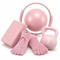 Ensemble de fitness Pilates avec bloc de yoga, chaussettes antidérapantes, anneau de Pilates, mini-ballon et kettlebell de 6 kg pour entraînement à domicile