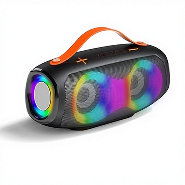 Wireless for Speaker Outdoor Waterproof Portable 20W Super Subwoofer with RGB Lights Card Reader Voice Prompt