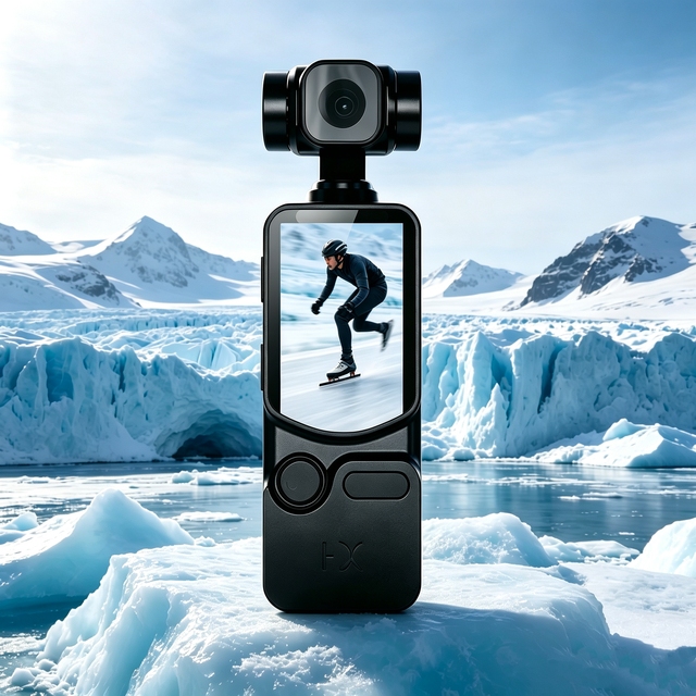 Wide Angle Slow Motion Pocket Video Stabilizer Camera 3-Axis Brushless Gimbal Vlog with WiFi Wireless Control 2K 1.44" Screen