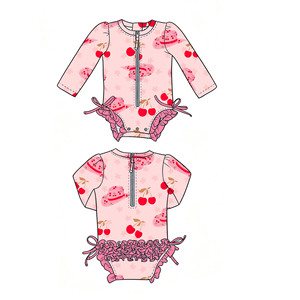 <span class=keywords><strong>Maillot</strong></span> <span class=keywords><strong>de</strong></span> <span class=keywords><strong>bain</strong></span> populaire à manches longues pour bébé, imprimé personnalisé, décontracté, pour nouveau-né, avec volants, fermeture éclair - Product Image 2