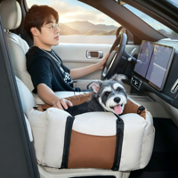 Coussin de transport portable pour chien, siège auto pour animaux, avec ceinture de sécurité, pour siège avant de véhicule