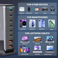 Station de charge de bureau GaN3 500W, chargeur de bureau multi-ports USB C, PD100W PD65W QC20W, chargeur rapide pour ordinateur portable, téléphone portable