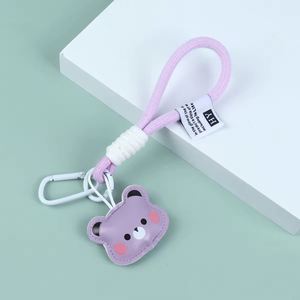 Porte-clés mignon en cuir PU avec dessin animé, mousqueton pour sac à dos d'enfant, accessoire de mode - Product Image 6