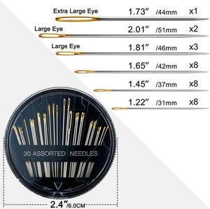 Agujas de Coser a Mano de Alta Calidad, 30 Piezas Surtidas, Compactas, con Ojo Dorado y Cola Dorada - Product Image 2