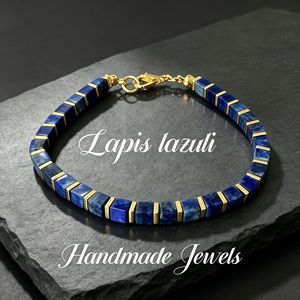Handmade Trendy Geometric Natural Stone Beaded <b>Bracelet</b> Square Crystal Armlet 18K Gold Plated Lobster Clasp Gift Jewelry - Product Image 2