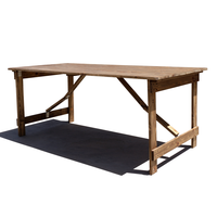 Table rustique pliante en pin massif pour événements de mariage, banquets et restaurants