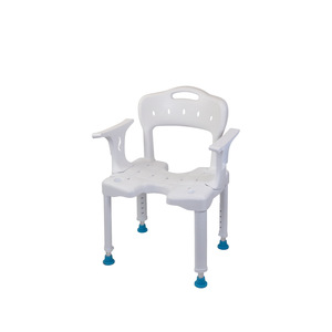 Bathroom Shower Chair With Armrests And Non Slip Feet For Elderly <b>Bathing</b> <b>Support</b> White 136kg Capacity - Product Image 1