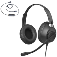 Headset USB Over Ear dengan Peredam Kebisingan Aktif, Mikrofon Eksternal, dan Mode Kontrol