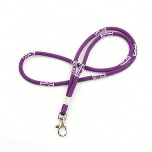 Custom Elastic <b>Polyester</b> <b>Lanyard</b> Durable Round Woven with Embossing Silk Screen Offset Printing Neck Strap for Phone - Product Image 5