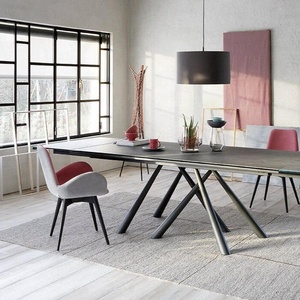 Đen sơn thép cơ sở gốm + Kính cường lực hàng đầu bàn ăn rộng rãi - Product Image 2