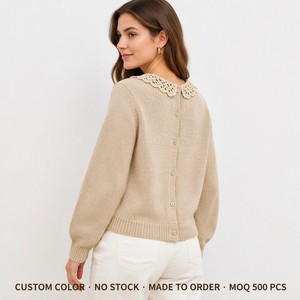 <span class=keywords><strong>Cardigan</strong></span> OEM ODM Personalizzato con Colletto Peter Pan in Pizzo, Chiusura Monopetto, Maniche Lunghe, Design e Stampa Personalizzati su Ordinazione - Product Image 3