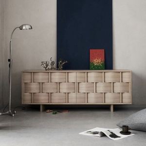 Meuble TV Rétro Nordique Style Wabi-Sabi en <span class=keywords><strong>Bois</strong></span> Massif, Meuble <span class=keywords><strong>d</strong></span>'Entrée Créatif Tressé, Armoire de Rangement au Design Artistique - Product Image 3