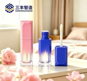 Gradient Pink Blue Square Plastic Lip Gloss Tube <b>5ml</b> Empty Cosmetic Container Screw Cap Frosted Surface - Product Image 4