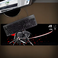Tapis de souris Red Moon Samurai, grand tapis de clavier pour jeux et bureau, lisse, confortable, style anime ; durable