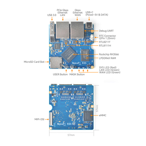 Friendlyelec nanopi R3S-LTS Mini Router phát triển ban rk3566 2GB + 0GB/32GB eMMC kim loại trường hợp tùy chọn phát triển bộ dụng cụ - Product Image 2