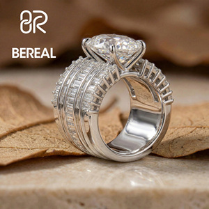 IGI Certified CVD Vvs Lab Grown Diamond Pave <b>Ring</b> Custom 925 <b>Silver</b> <b>Emerald</b> Lab Created Diamond Engagement <b>Ring</b> Women Jewelry - Product Image 1