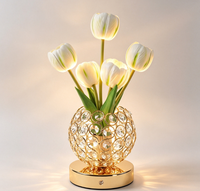 Lampe de chevet Tulipe, lumière d'ambiance de luxe décorative, disponible en plusieurs couleurs, lampe de table pour chambre à coucher, lampe de chevet de style européen, lumière d'ambiance en cristal, cadeau