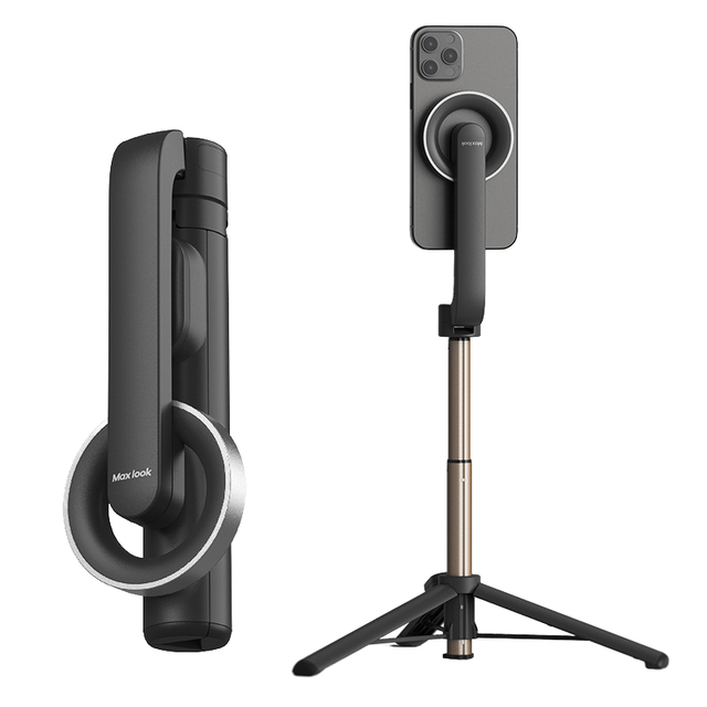 Magnetic Foldable Aluminum Selfie Stick Tripod Remote Compatible MagSafe Fit iPhone 12/13/14/15/16 Series Works Magsafe Case