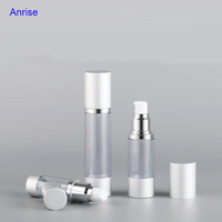 Flacons cosmétiques sans air en plastique transparent avec pompe diffuseur en aluminium mat argenté, 15ml, 30ml, 50ml, 80ml, 100ml