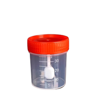 Juego de vasos de muestras médicas desechables-Recipientes de recolección de orina/heces/esputo con tapa abatible/tapón de rosca (40ml/60ml)