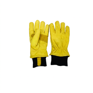 Yellow Leather Work <b>Gloves</b> <b>Knit</b> Wrist Anti-Slip Abrasion Resistant General Purpose Safety <b>Gloves</b> - Product Image 1