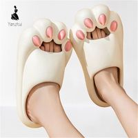 Chaussons Kawaii en EVA antidérapants en forme de patte de chat pour hommes et femmes, respirants, pour la maison et la chambre, été