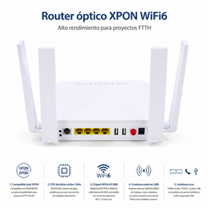 เราเตอร์ ONU XPON OEM WiFi6 AX1800 1800Mbps ใยแก้วนำแสง พร้อม CPU Dual Core ZX279128S และ 4 เสาอากาศ MU-MIMO สำหรับโซลูชันเครือข่าย - Product Image 1