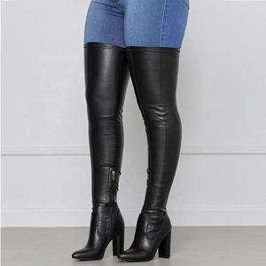 Solid Black Elegant Winter Women High Chunky Heels <b>Boots</b> Pointed Toe Comfort Dress Shoes Sexy Simple Women Outdoor <b>Boots</b> Shoes - Product Image 2
