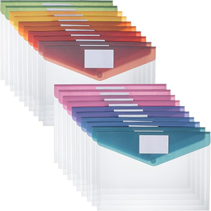 Custom trasparente in plastica impermeabile chiusura a scatto formato <span class=keywords><strong>A4</strong></span> lettere colorate Flaps buste cartelle per documenti buste di plastica - Product Image 1