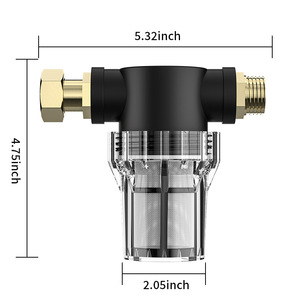Prefiltro de agua de 3/4 pulgadas, filtro de malla metálica para manguera de jardín, lavado de coches, riego, fácil limpieza, cuerpo de plástico - Product Image 1