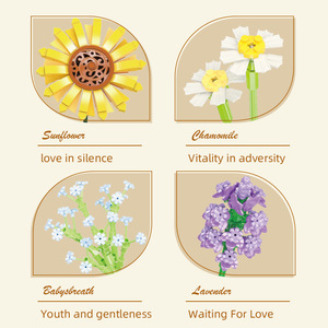 JIESTAR JJ9028 976PCS Série Fleurs Bouquet d'été <span class=keywords><strong>Vase</strong></span> Ornement Blocs de construction Modèle Jouet éducatif technique Cadeau de festival - Product Image 4